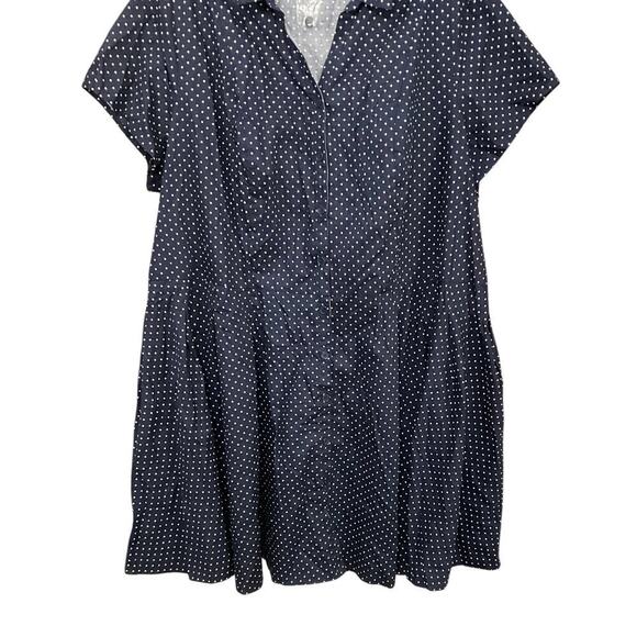 Ellos Sandy Button Shirt Dress Fit & Flare Navy/White Polka Dots Size 5X Plus - Picture 10 of 11